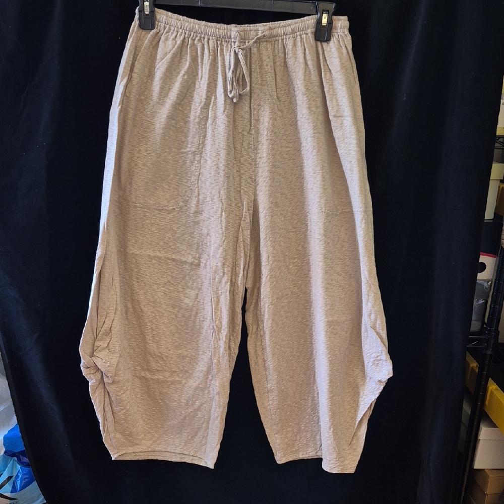 Zen Cheyenne Pants Women’s Drawstring Ruched Side Cropped Wide Leg Tan
